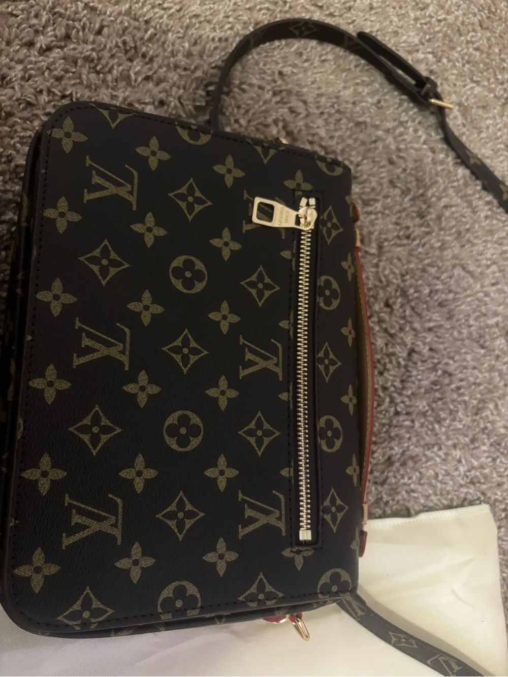 Louis Vuitton Brown Monogram Flap Shoulder Bag with Gold Hardware